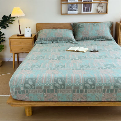 Lenzuolo con angoli in garza di cotone Paisley Vintage