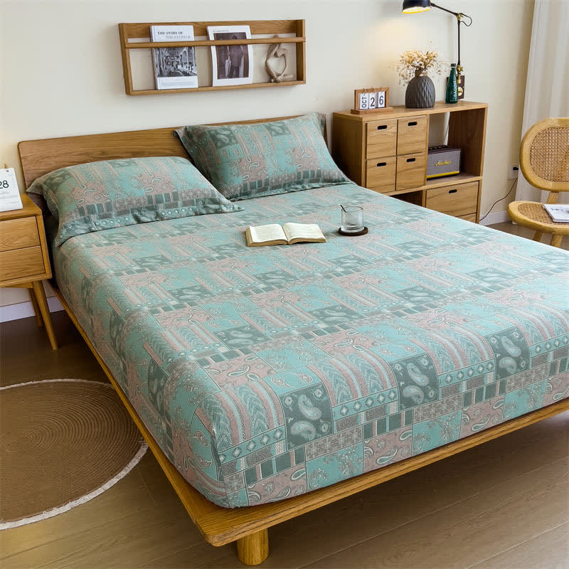 Lenzuolo con angoli in garza di cotone Paisley Vintage