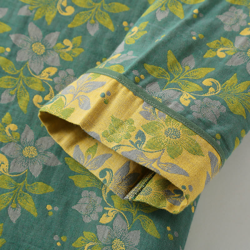 Camicia da notte floreale in garza di cotone jacquard