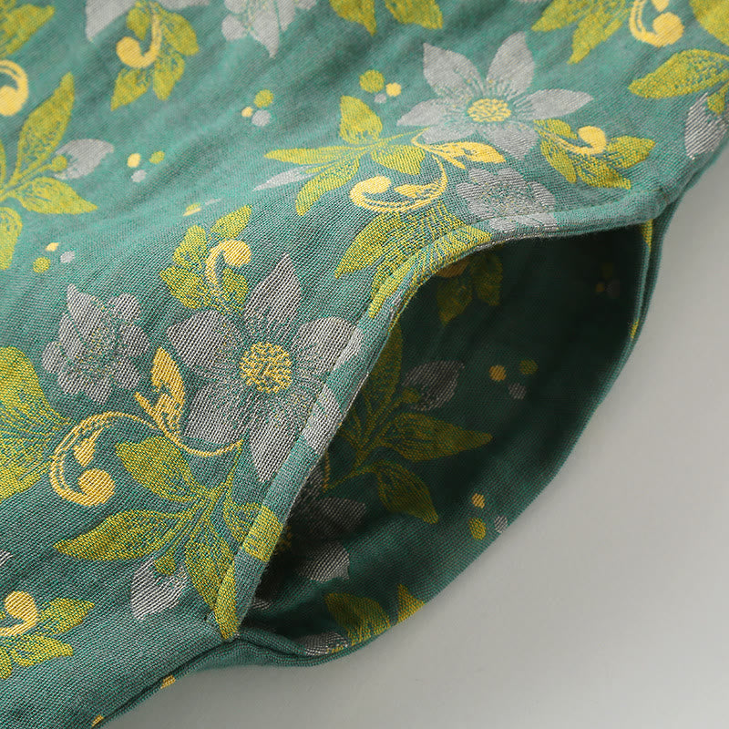 Camicia da notte floreale in garza di cotone jacquard