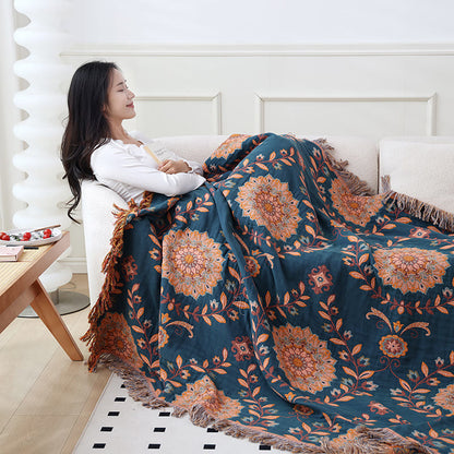 Trapunta reversibile con nappe floreali in garza di cotone