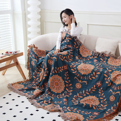 Trapunta reversibile con nappe floreali in garza di cotone