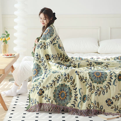 Trapunta reversibile con nappe floreali in garza di cotone