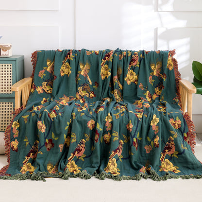 Trapunta reversibile con nappe in cotone floreale Magpie