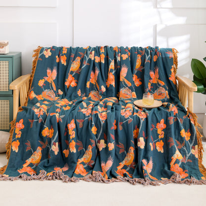 Trapunta reversibile con nappe in cotone floreale Magpie