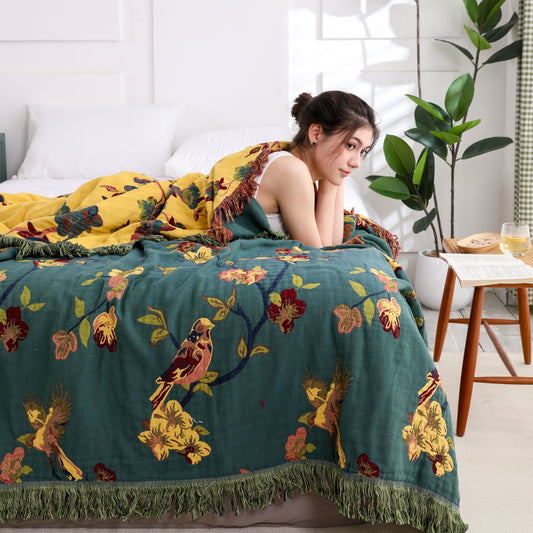 Trapunta reversibile con nappe in cotone floreale Magpie