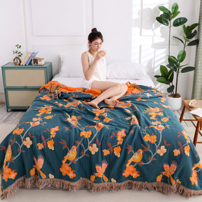 Trapunta reversibile con nappe in cotone floreale Magpie