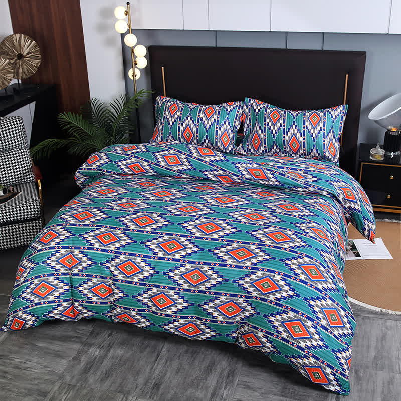 Set di biancheria da letto spazzolata geometrica bohémien (3 pezzi)