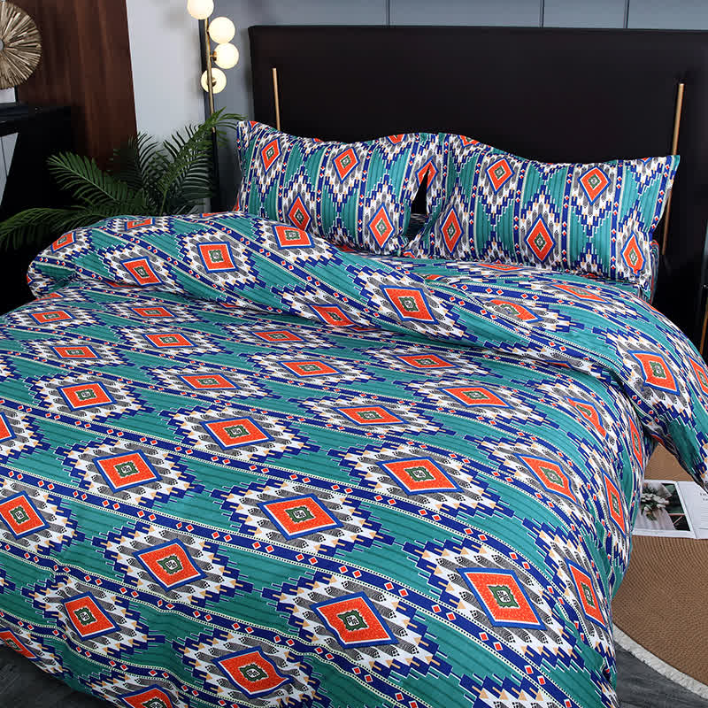 Set di biancheria da letto spazzolata geometrica bohémien (3 pezzi)