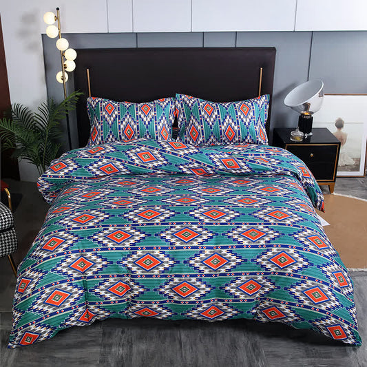 Set di biancheria da letto spazzolata geometrica bohémien (3 pezzi)