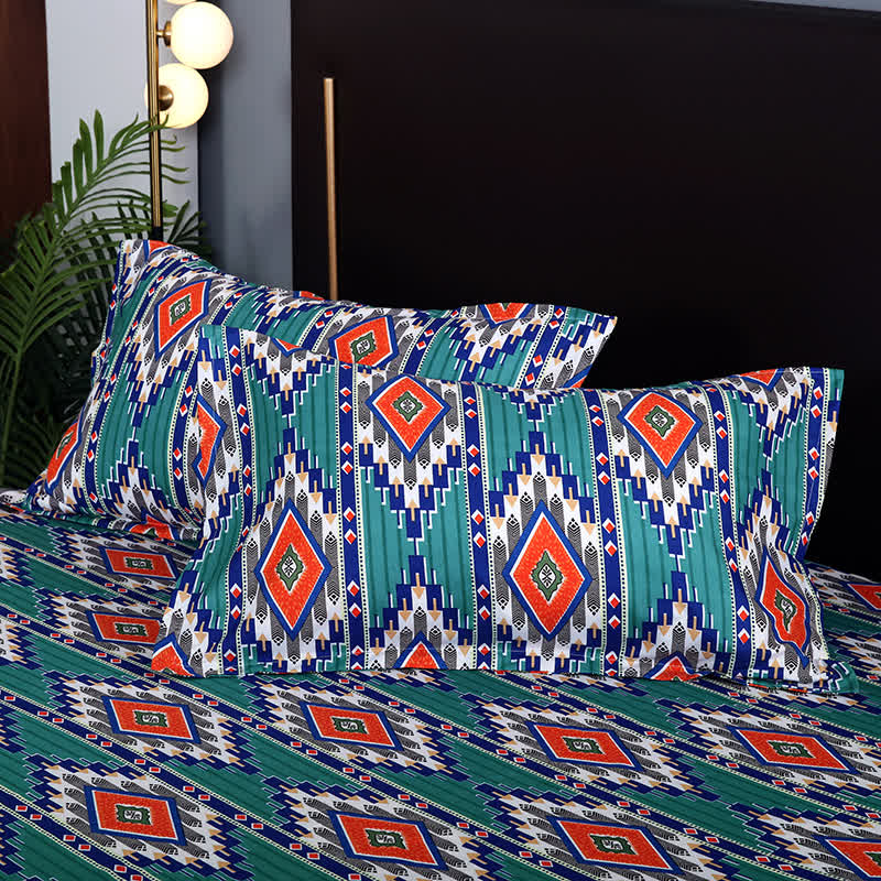 Set di biancheria da letto spazzolata geometrica bohémien (3 pezzi)