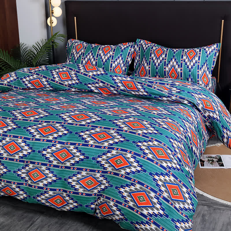 Set di biancheria da letto spazzolata geometrica bohémien (3 pezzi)