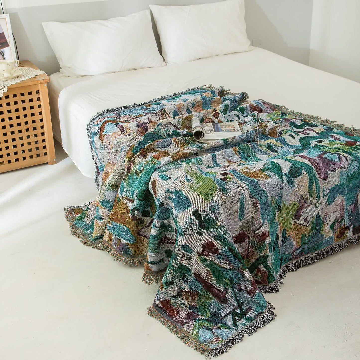 Arazzo con coperta in stile dipinto a olio con nappa