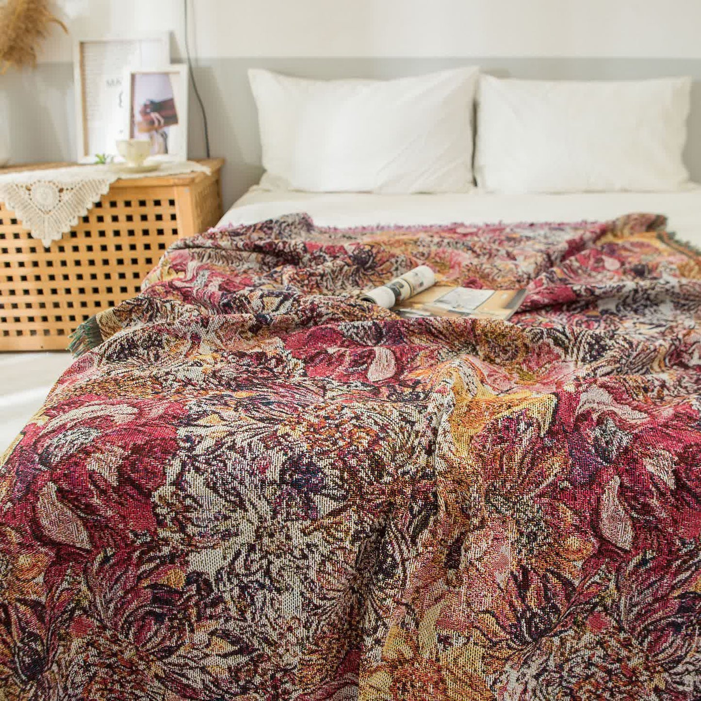 Coperta decorativa con nappa pastorale retrò