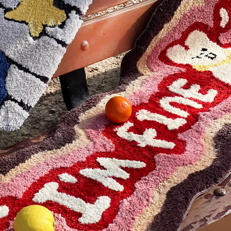 Tappeto trapuntato con coniglio dei cartoni animati "I 'M FINE"