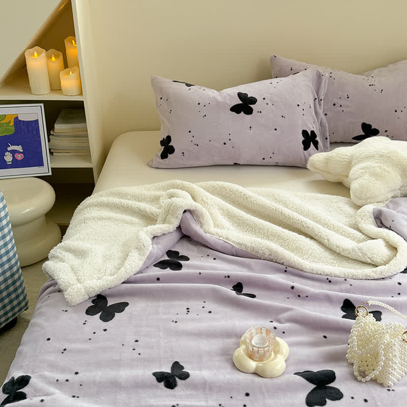 Coperta rustica in sherpa con farfalla