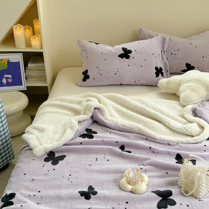 Coperta rustica in sherpa con farfalla