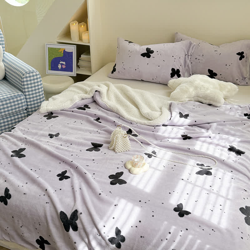 Coperta rustica in sherpa con farfalla