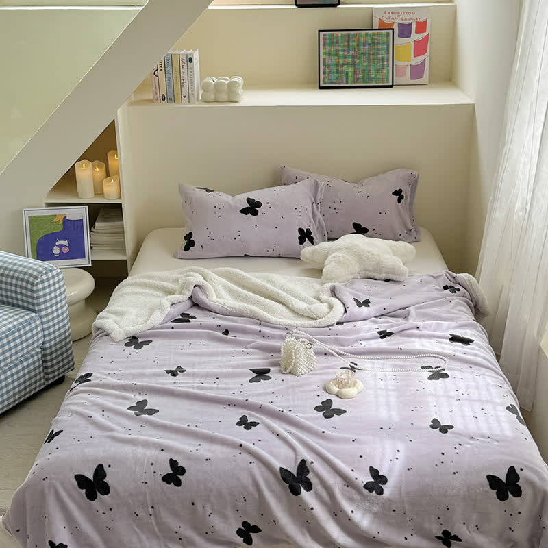 Coperta rustica in sherpa con farfalla