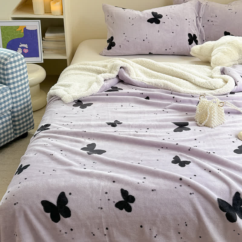 Coperta rustica in sherpa con farfalla