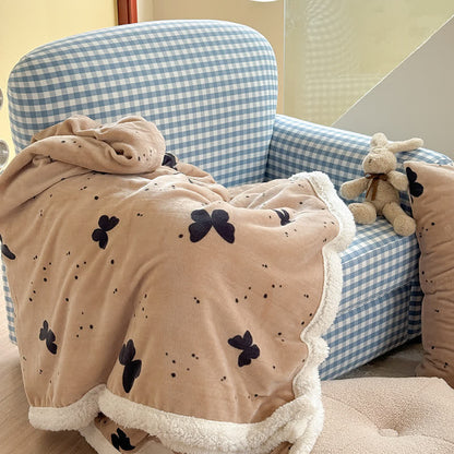 Coperta rustica in sherpa con farfalla