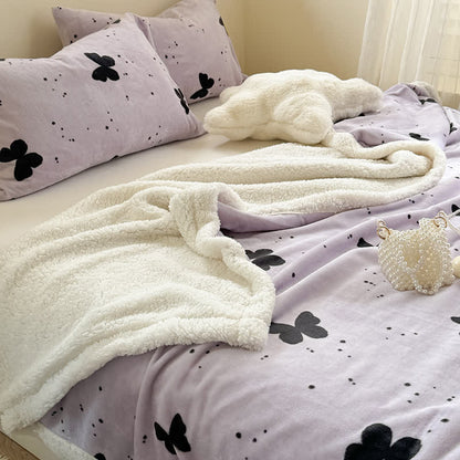 Coperta rustica in sherpa con farfalla