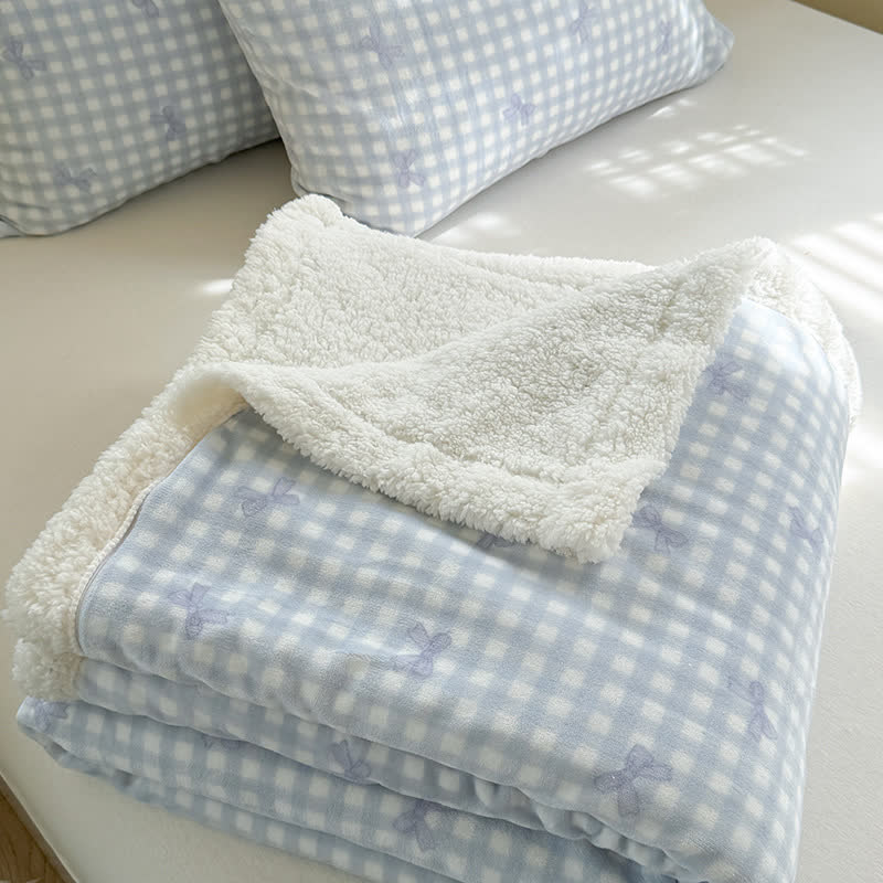 Coperta Sherpa con fiocco in maglia da ragazza