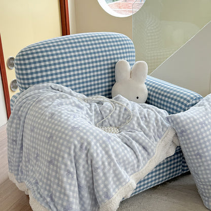 Coperta Sherpa con fiocco in maglia da ragazza