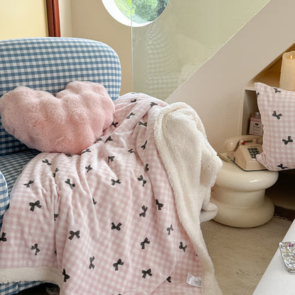 Coperta Sherpa con fiocco in maglia da ragazza