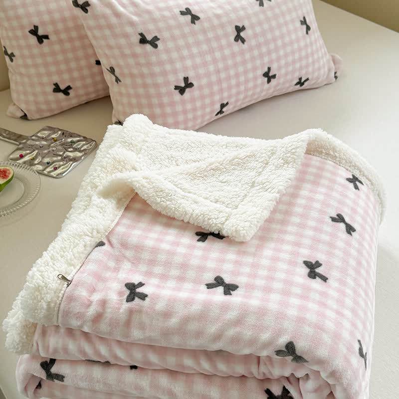 Coperta Sherpa con fiocco in maglia da ragazza
