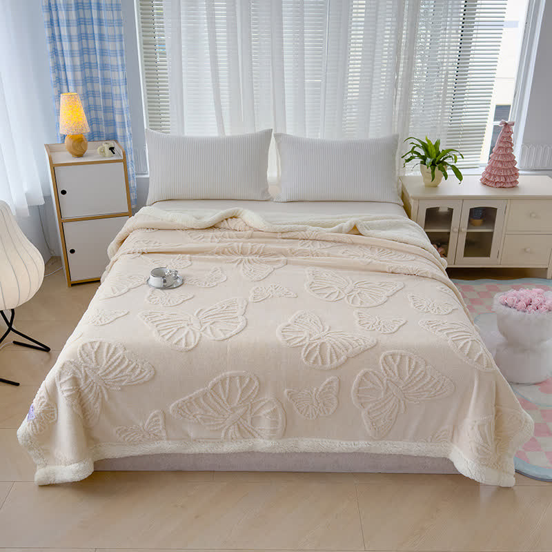 Coperta decorativa morbida in Sherpa a forma di farfalla