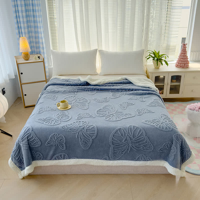Coperta decorativa morbida in Sherpa a forma di farfalla