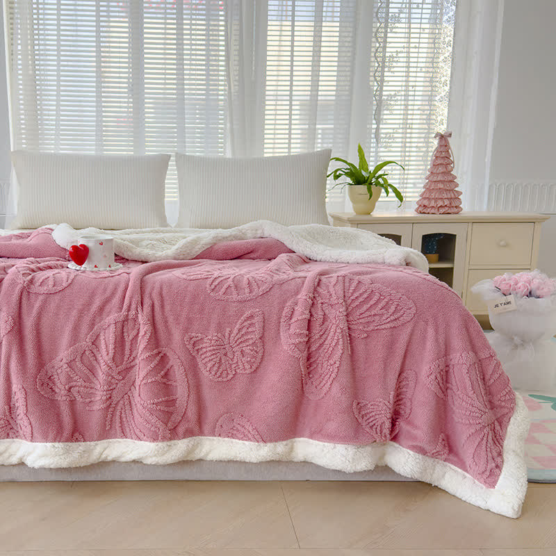 Coperta decorativa morbida in Sherpa a forma di farfalla