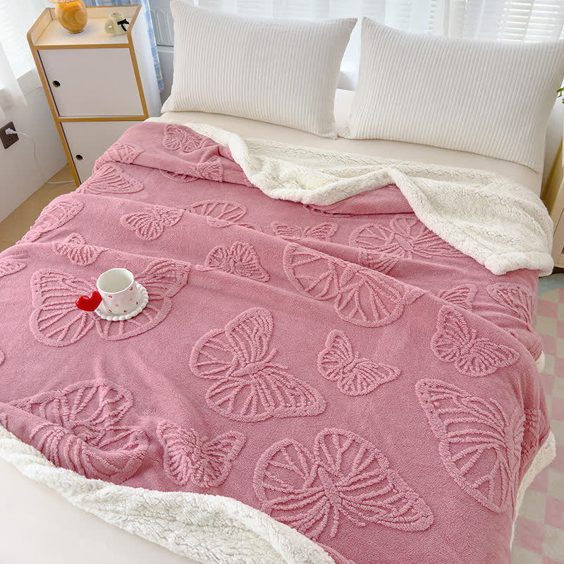 Coperta decorativa morbida in Sherpa a forma di farfalla