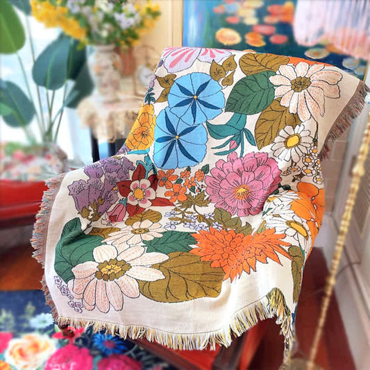 Coperta arazzo con fiori colorati in fiore