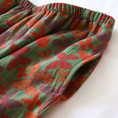 Pigiama in garza di cotone con farfalle jacquard