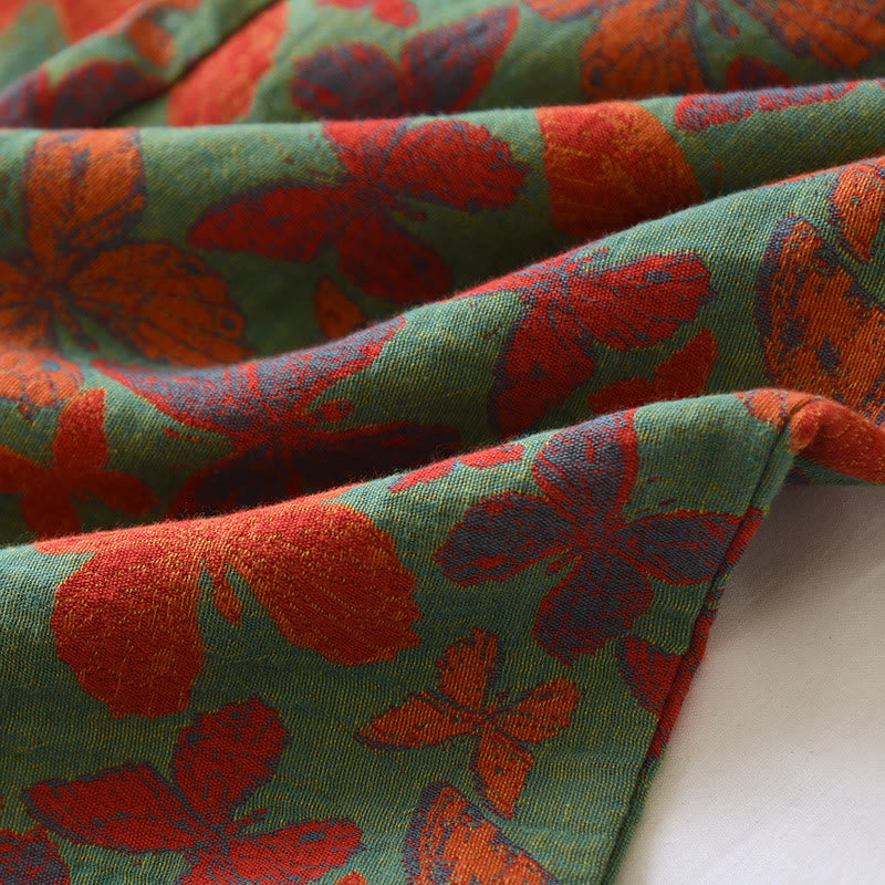 Pigiama in garza di cotone con farfalle jacquard