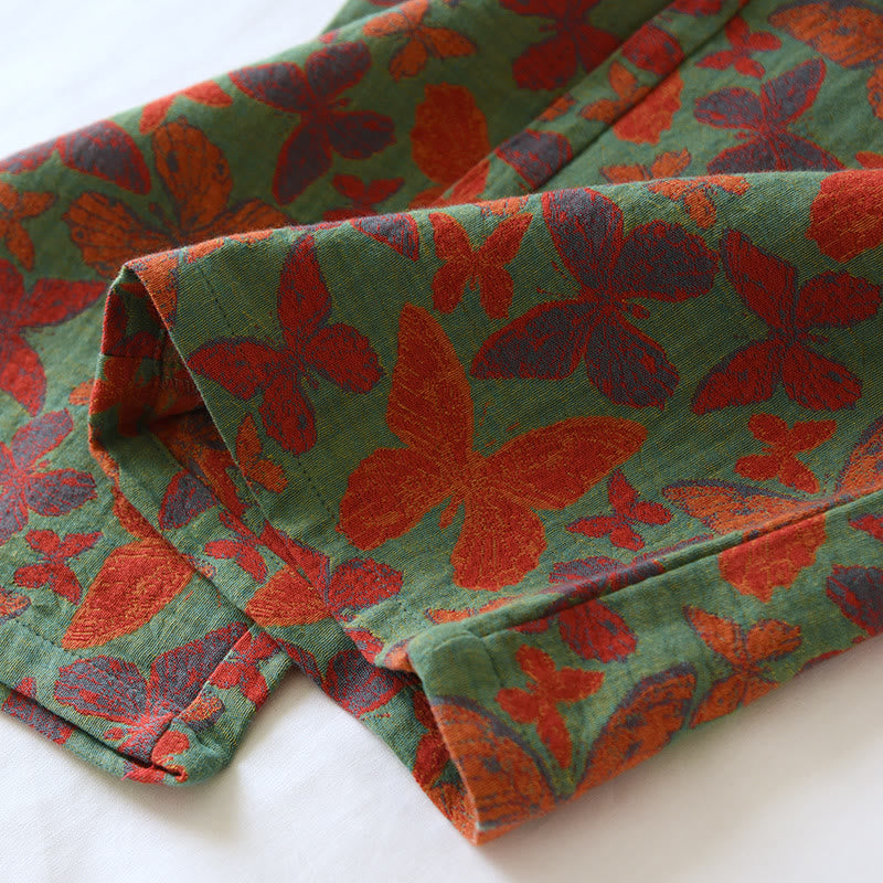 Pigiama in garza di cotone con farfalle jacquard