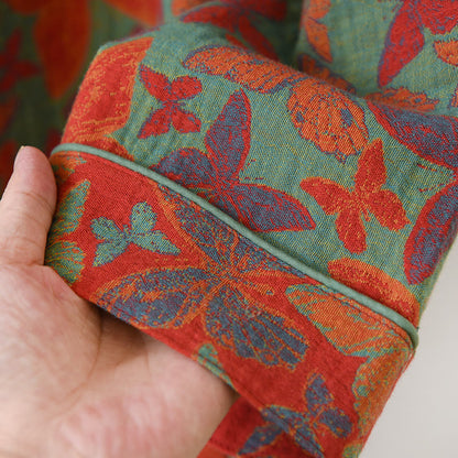 Pigiama in garza di cotone con farfalle jacquard