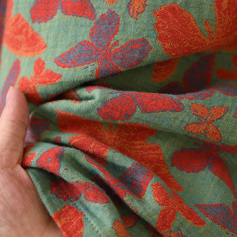 Pigiama in garza di cotone con farfalle jacquard