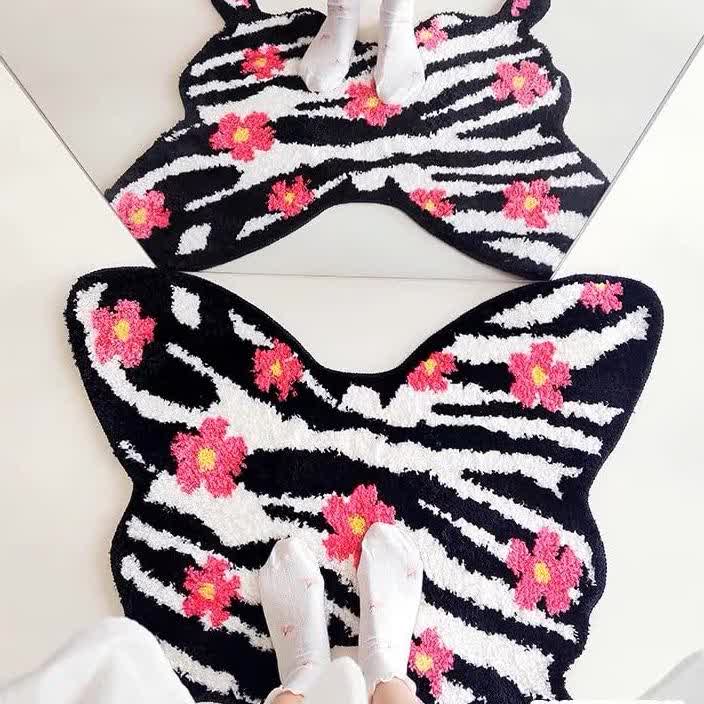 Tappeto decorativo morbido con stampa zebra floreale