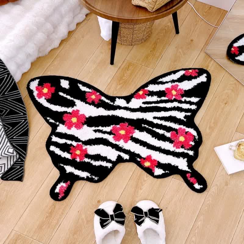 Tappeto decorativo morbido con stampa zebra floreale
