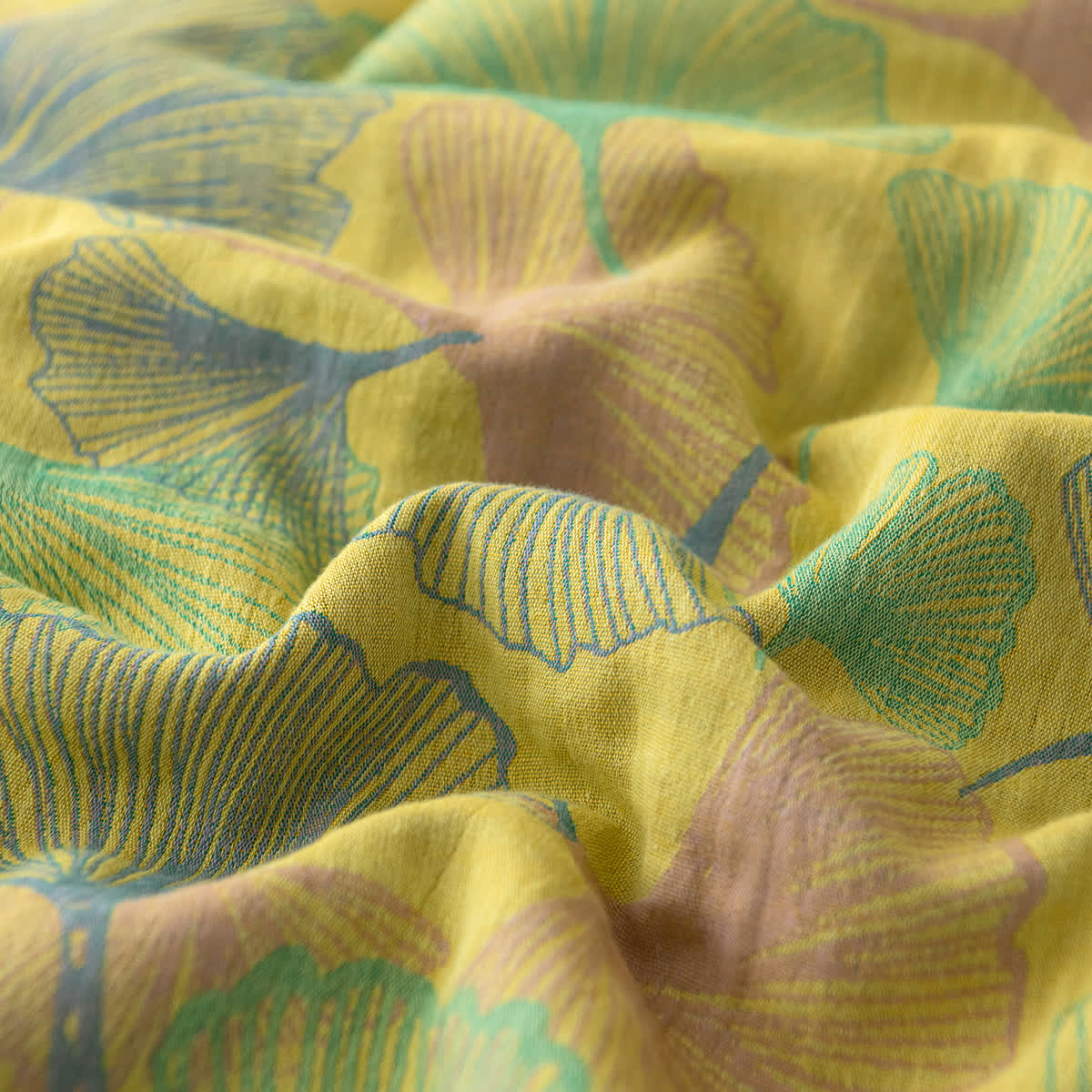 Elegante biancheria da letto in garza di cotone con foglie di ginkgo