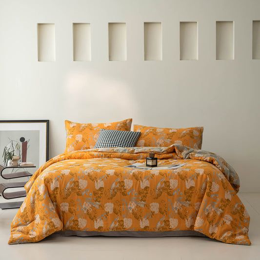 Elegante biancheria da letto a foglia in garza a doppio strato
