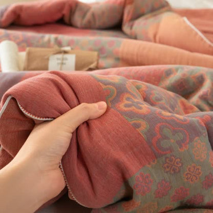 Trapunta morbida in garza di cotone retrò Jacquard