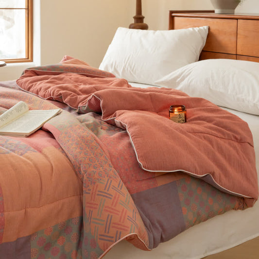 Trapunta morbida in garza di cotone retrò Jacquard
