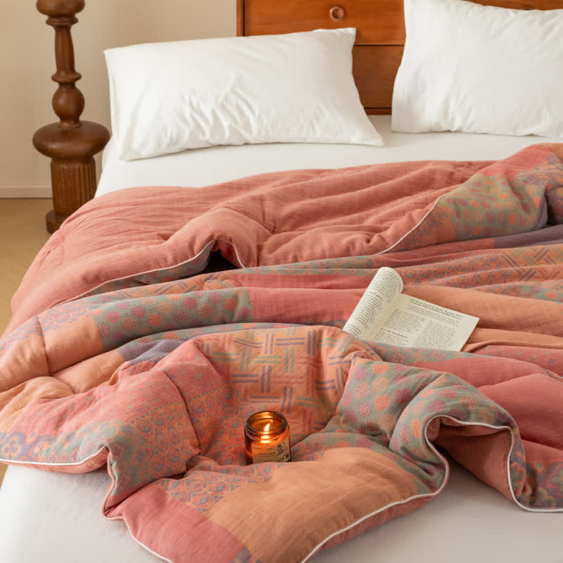 Trapunta morbida in garza di cotone retrò Jacquard