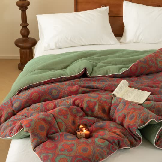 Trapunta morbida in garza di cotone jacquard vintage
