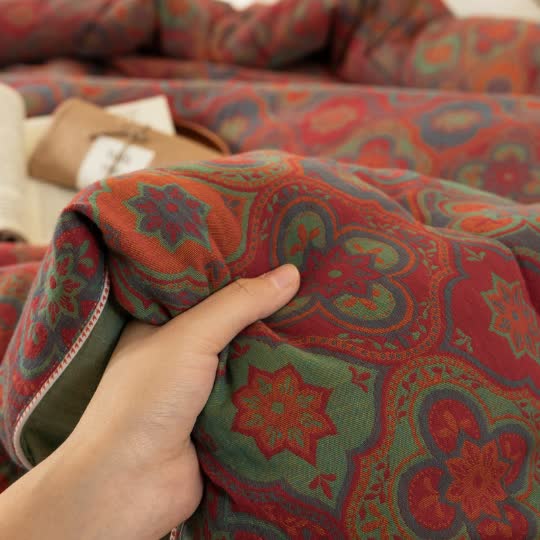Trapunta morbida in garza di cotone jacquard vintage