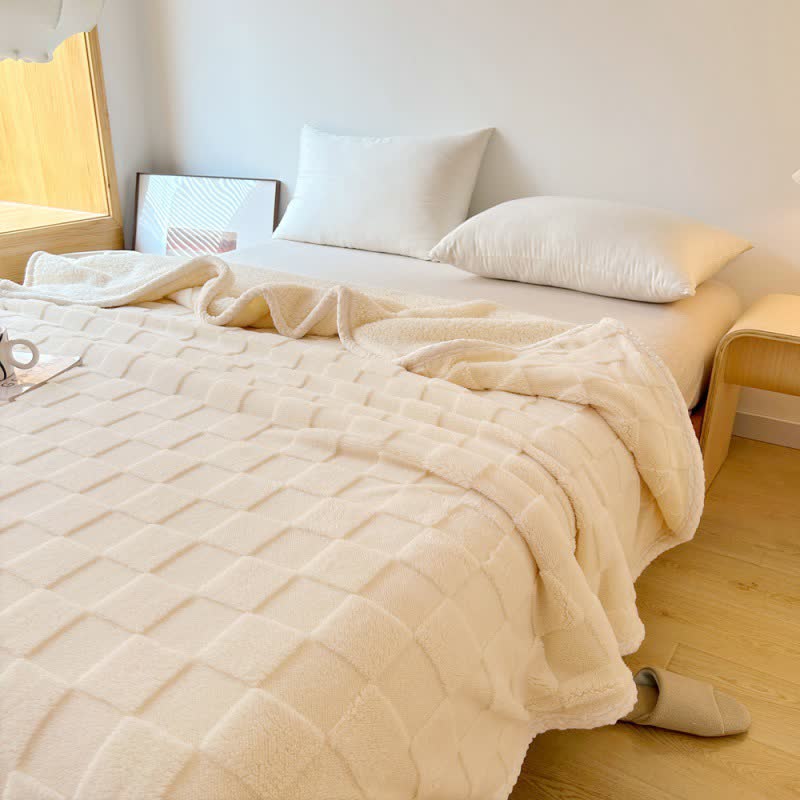 Coperta Sherpa morbida con trama a scacchiera